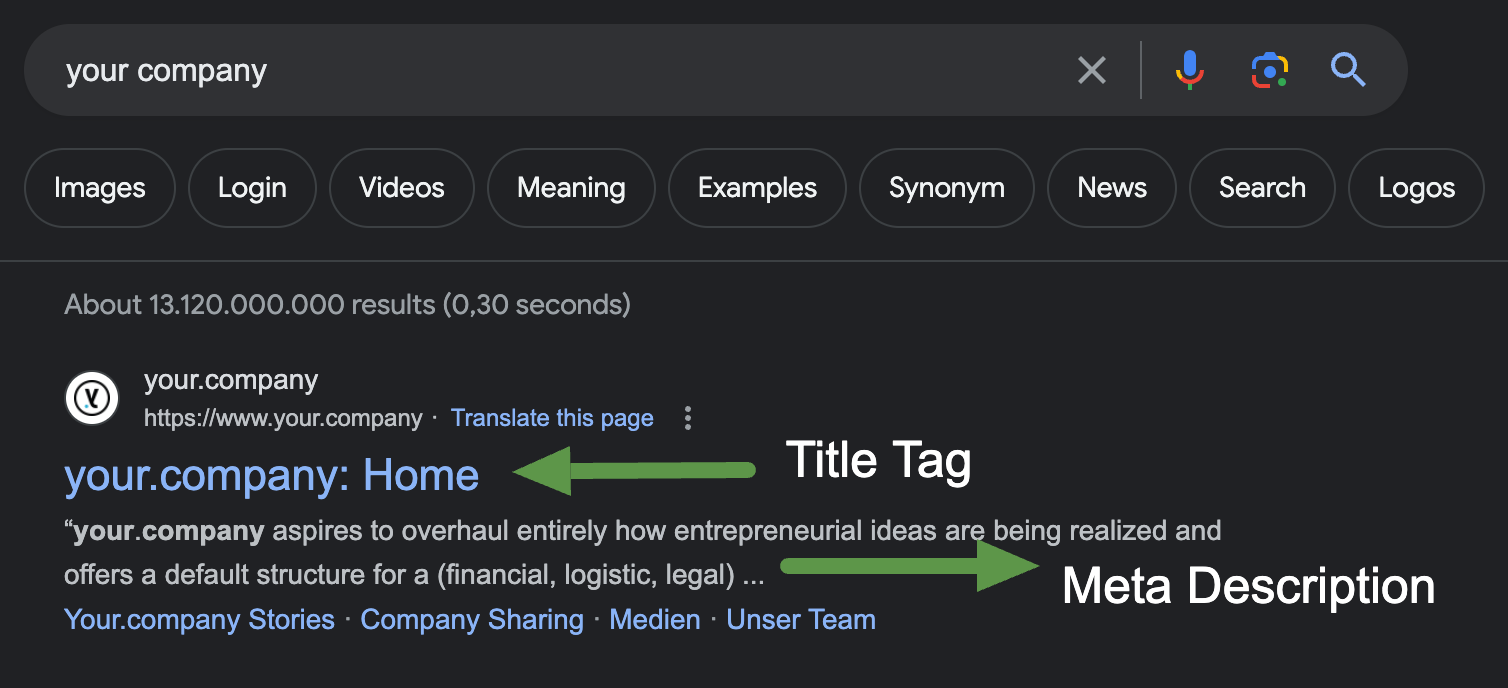 Google Search Result Title Tag Meta Description How to use title tags and meta descriptions